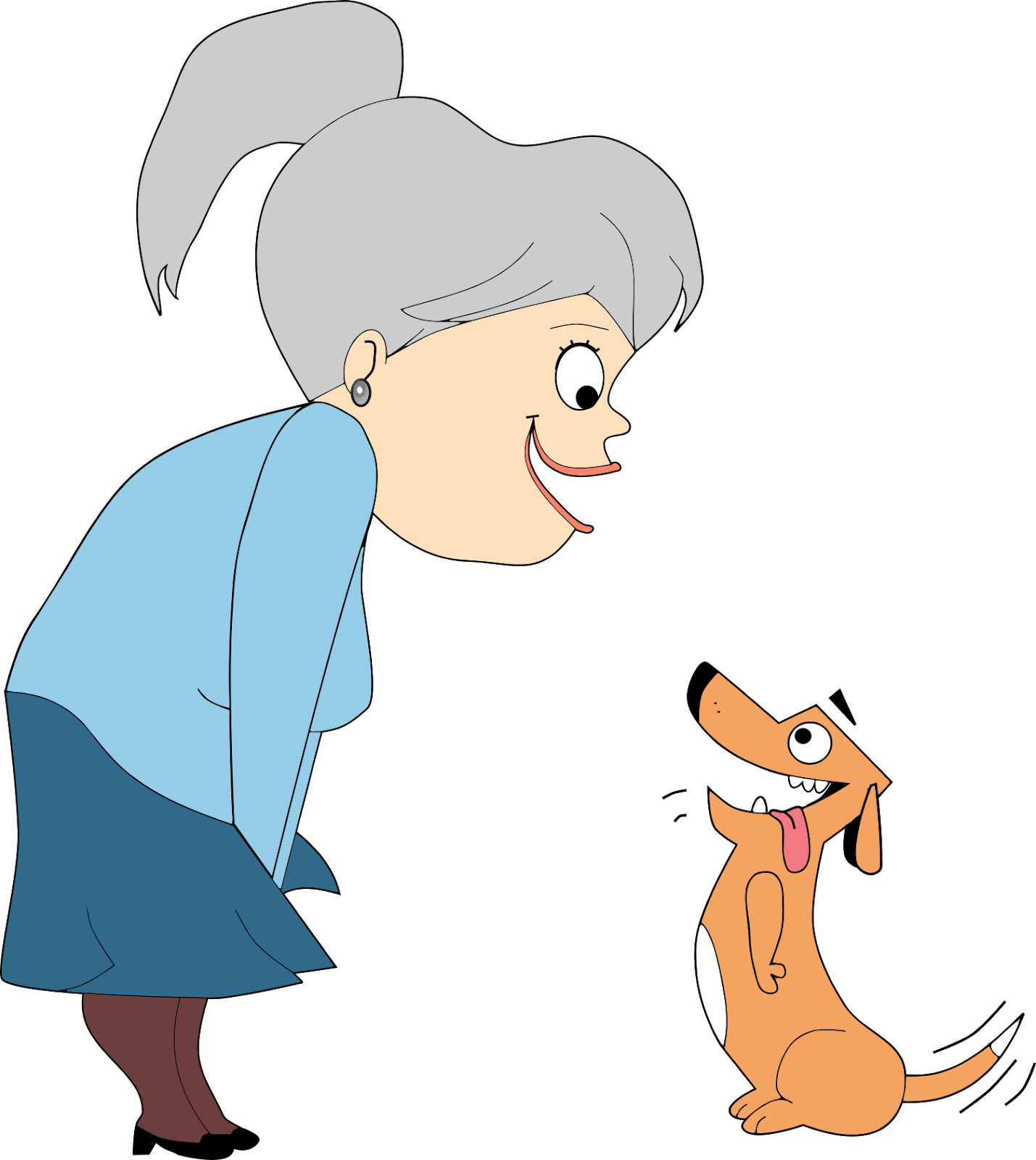 People And Pets Cartoon Recreated In Inkscape - Cartoon (1429x1600)