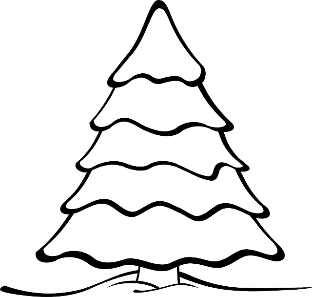 Free Vector Graphic Tree Forest Nature Landscape - Christmas Tree Black And White Clipart (640x608)