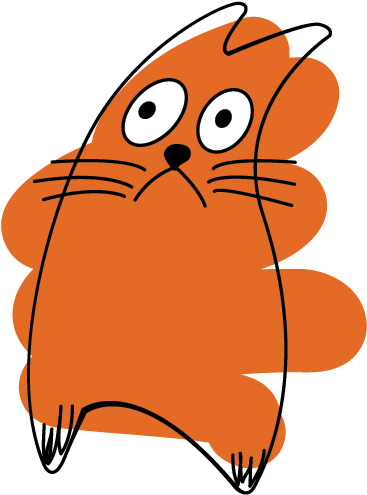 Kids Orange Cat Stroke Wall Sticker - Vector Graphics (374x494)