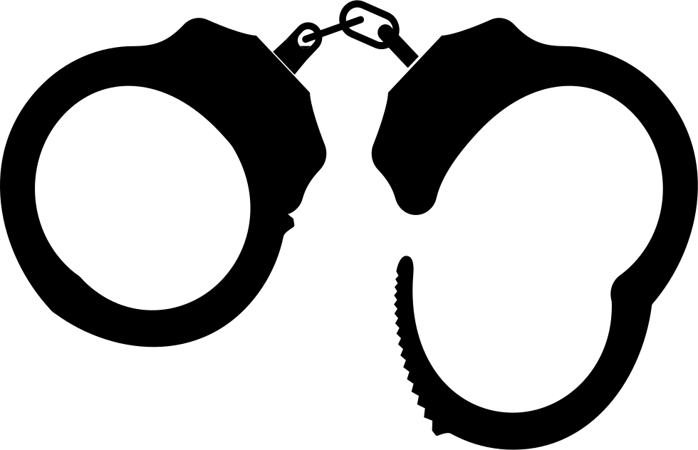 Intentional Crime Svg Png Icon Free Download - Handcuffs Png Black (980x632)