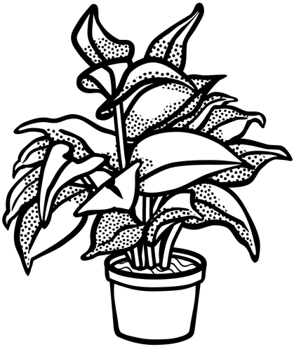 Pot Plant Clipart Simple - Plant Clip Art Black And White (500x500)