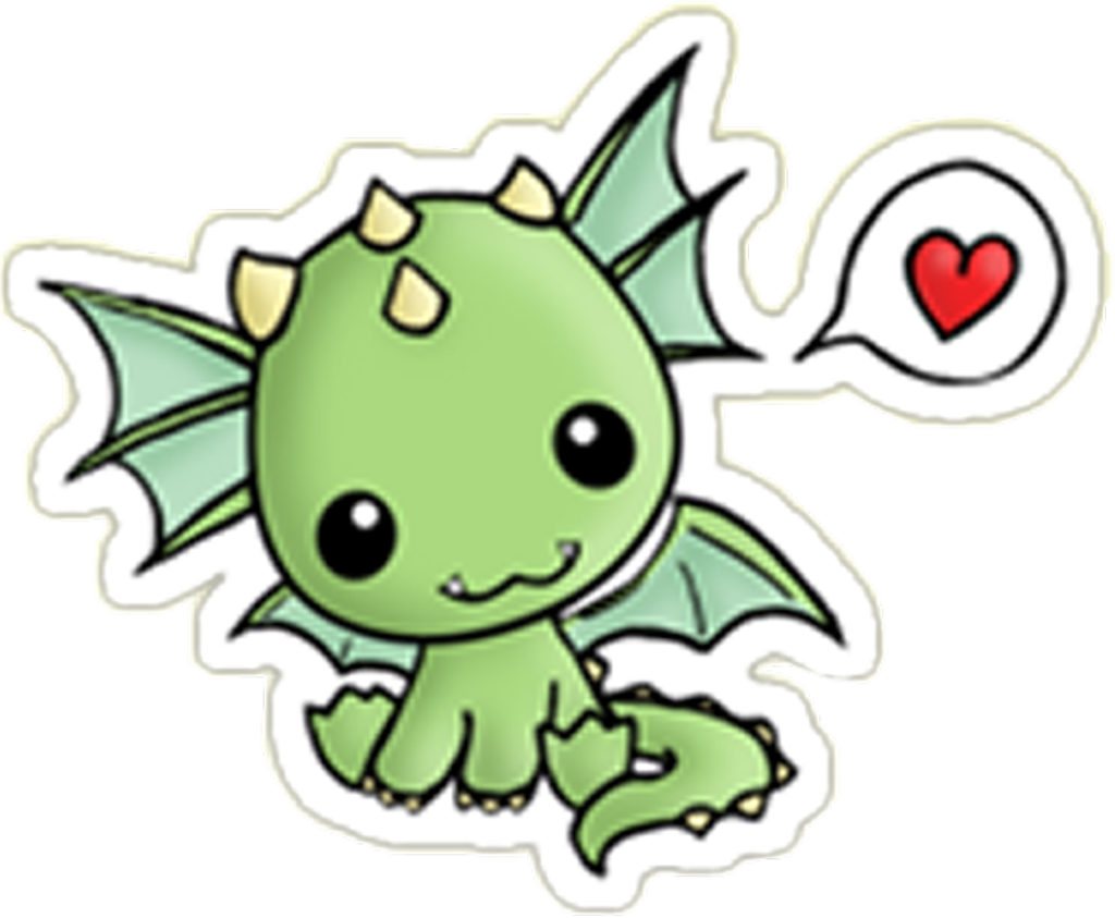 Dragon Sticker - Cute Kawaii Dino Drawings (1024x843)