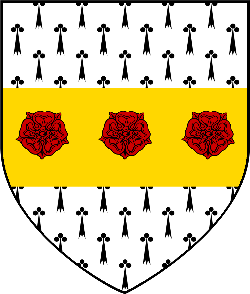 Ermine, Three Roses Gules In Fess Or - Rose (1050x1350)