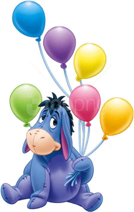 Free Png Download Eeyore With Balloonscartoon Clipart - Eeyore And Balloons (480x737)