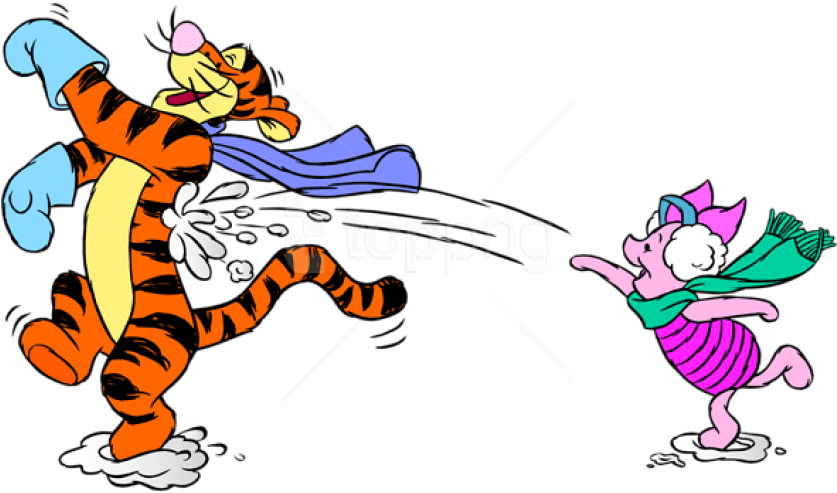 Free Png Download Tigger And Piglet With Snowballs - Tigger And Piglet Playing (850x496)