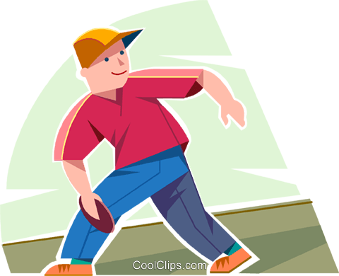 Boy Playing Frisbee Royalty Free Vector Clip Art Illustration - Cartoon (480x390)