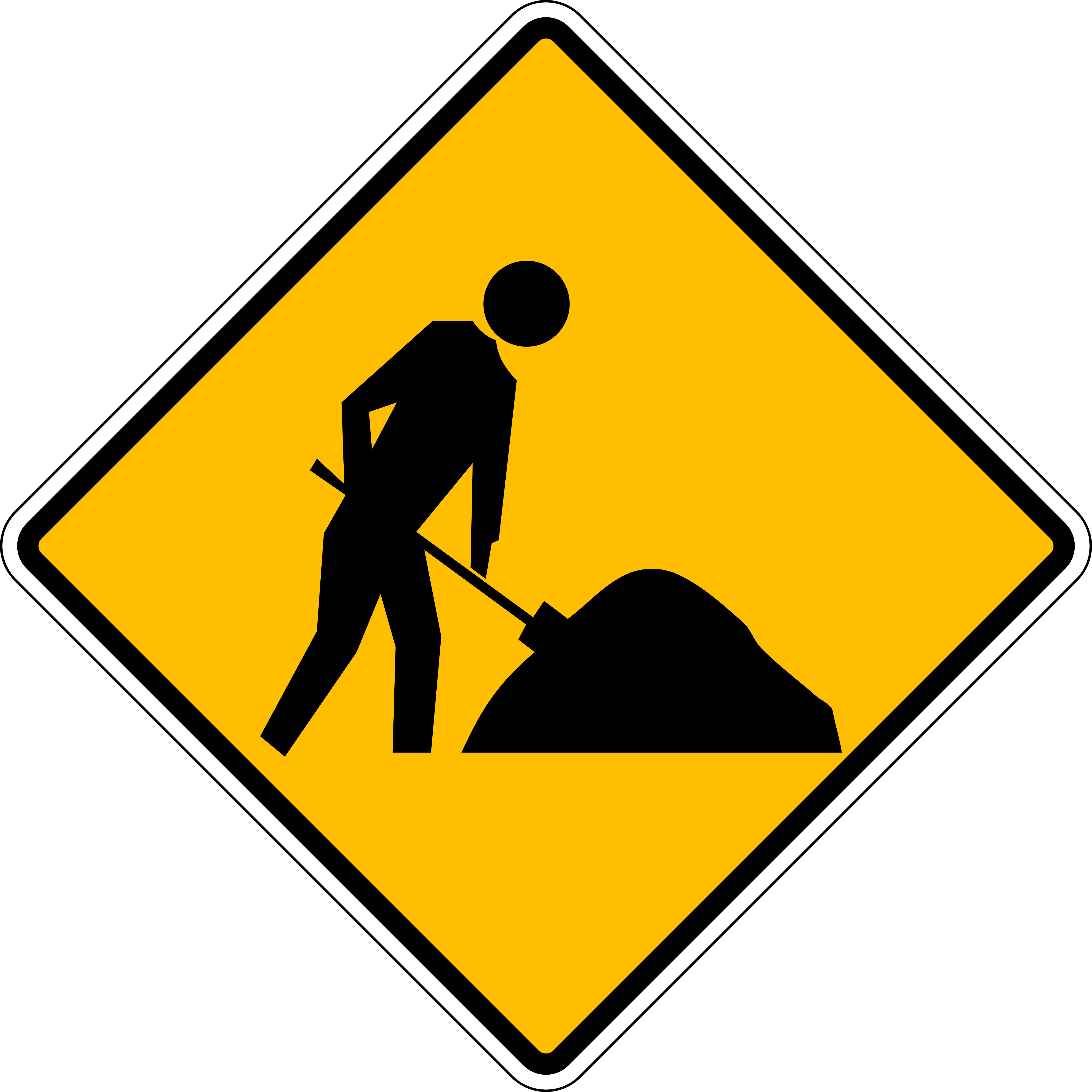 Cambodia Road Sign W2-01 - Road Works Sign Australia (4652x4652)