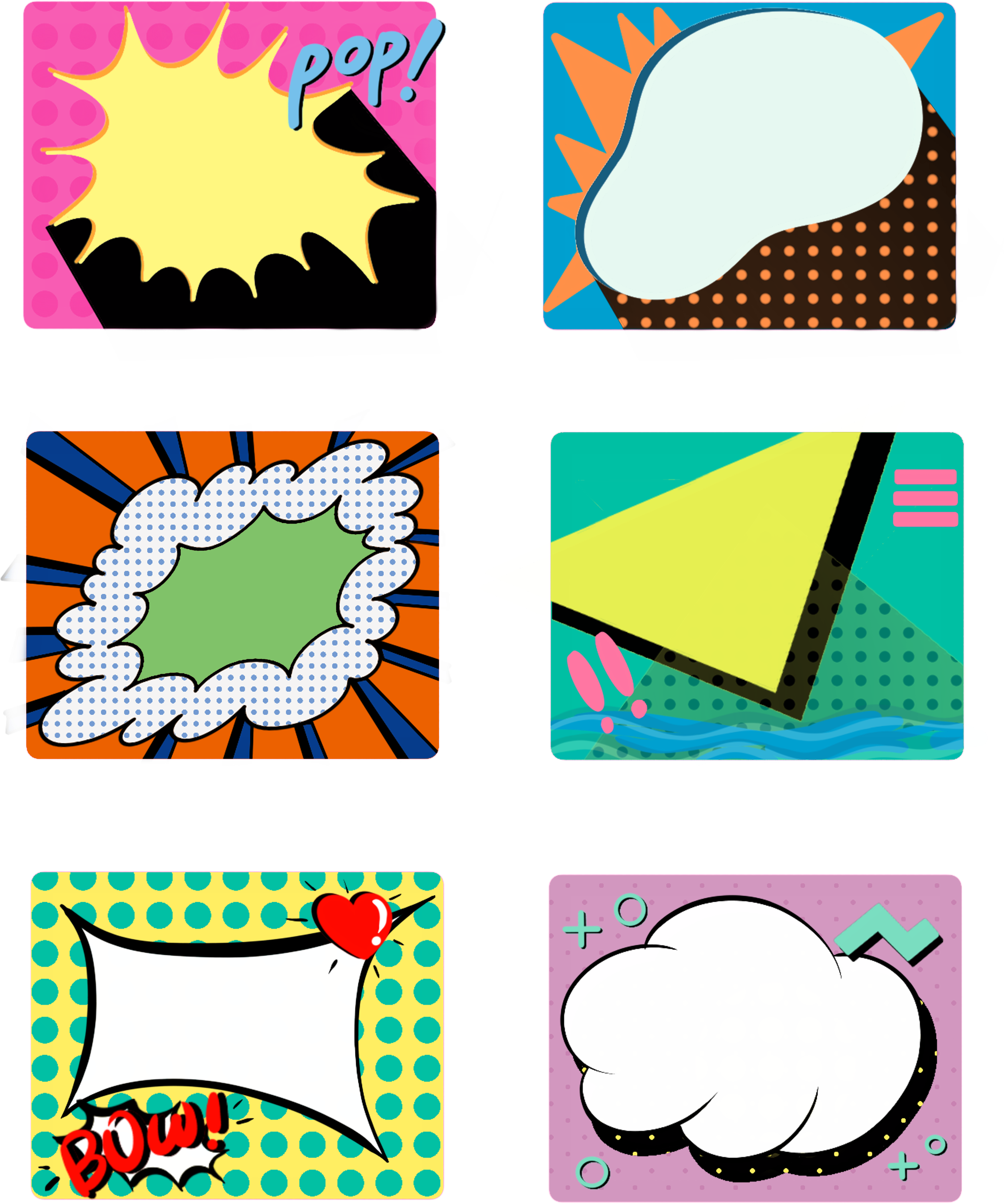 Pop Color Label Decoration Png And Psd - Psd (3072x4107)