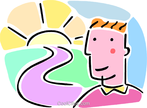 Man With Road To Success Royalty Free Vector Clip Art - Man With Road To Success Royalty Free Vector Clip Art (480x355)
