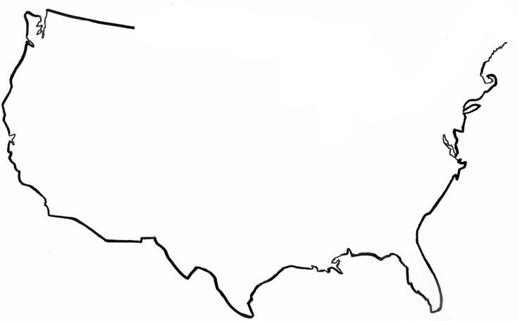 United States Map Outline - Clipart United States Map Outline (737x456)