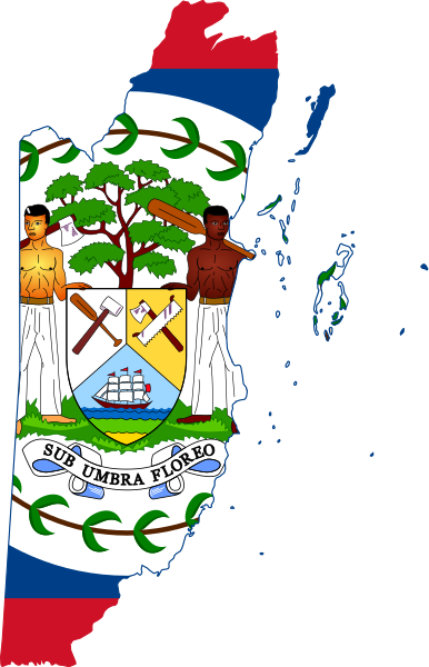 Flag-map Of Belize - Belize Flag Coat Of Arms (386x600)