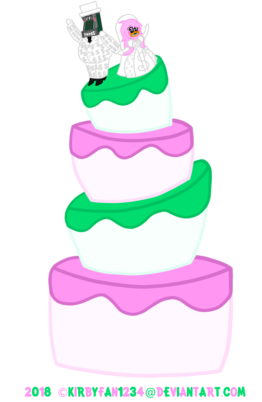 My Toontown Wedding Cake By Kirbyfan1234 - Cartoon (1024x1672)
