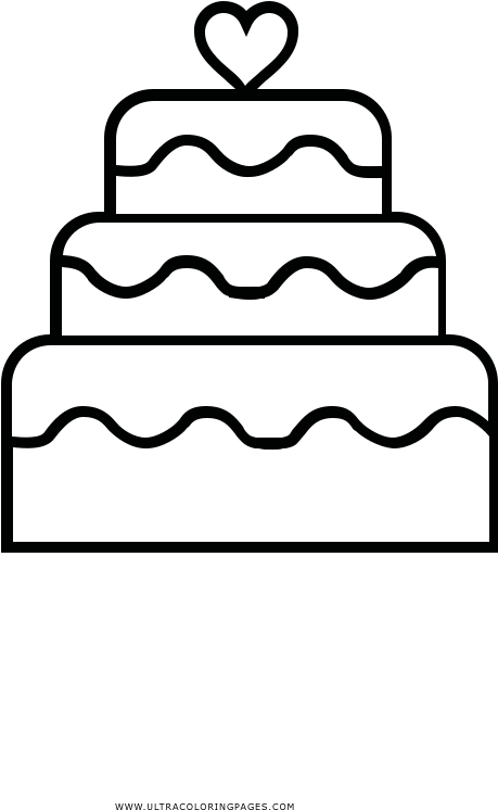 Wedding Cake Coloring Page - Wedding Cake Drawing Png (459x746)