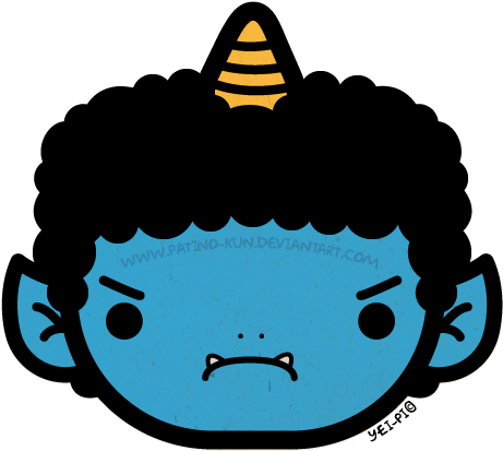 Blue Face By Yei Pi On Deviantart - Oni Face With Transparent Background (469x420)