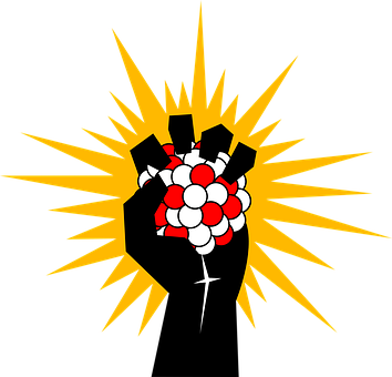 Hand, Fist, Atom, Atomic, Clenched - Atom Energy Clipart (354x340)