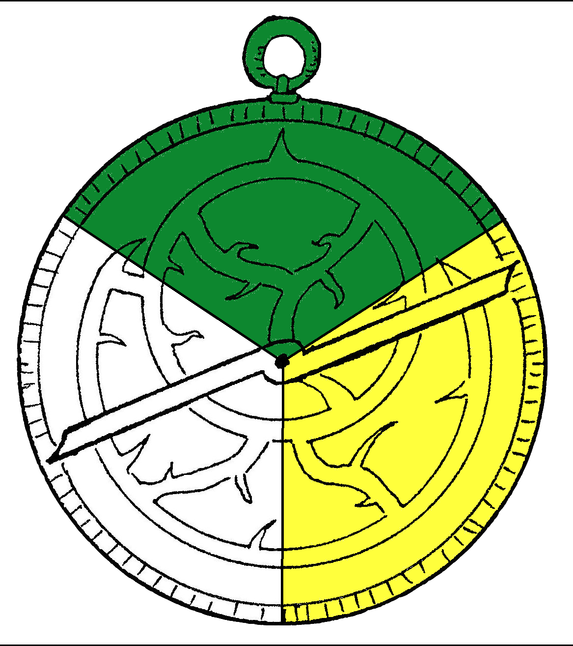 An Astrolabe Per Pall Vert, Argent, And Or - Make Your Own Clock (1167x1314)