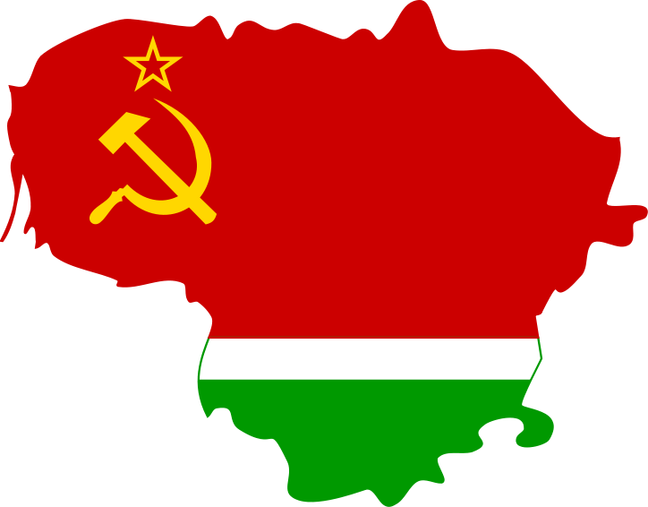 Flag Map Of Lithuanian Ssr - Lithuanian Ssr Flag Map (724x566)