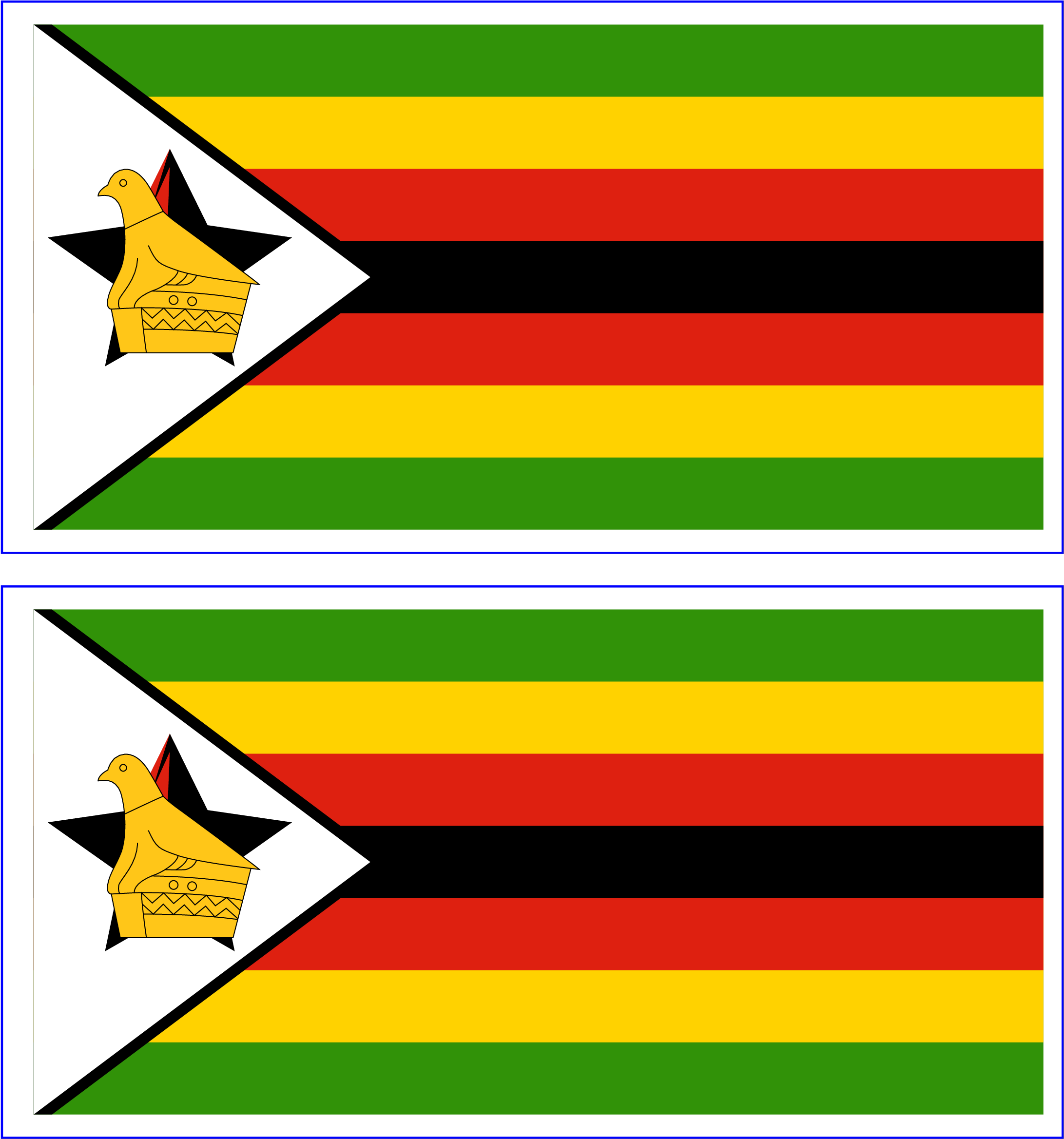 Blank Printable Small Flags - Zimbabwe Flag (2480x3508)