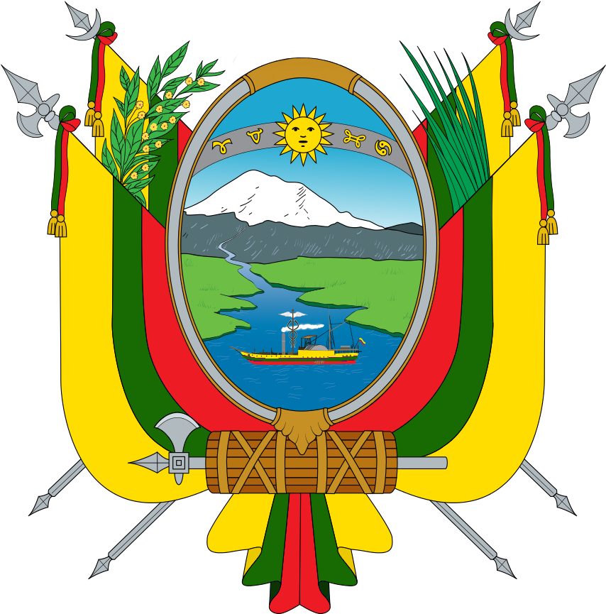 The Coat Of Arms Of Ecuador Without The Bird, And With - Middle Of Ecuador Flag (870x880)