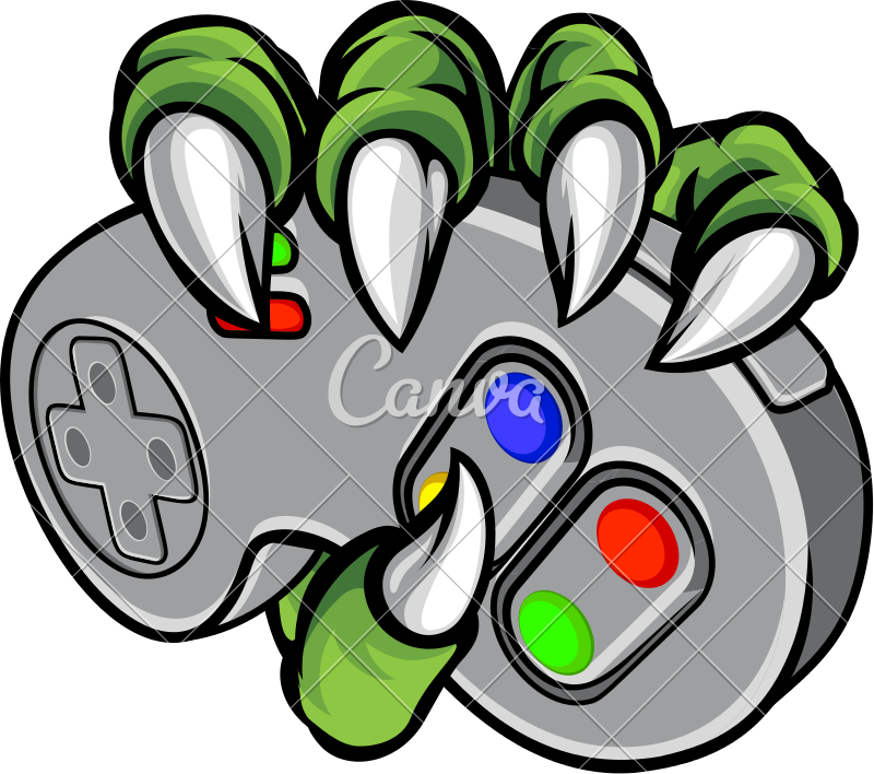 Monster Hand Holding Video Games Controller - Controller Holding By Monster (800x708)