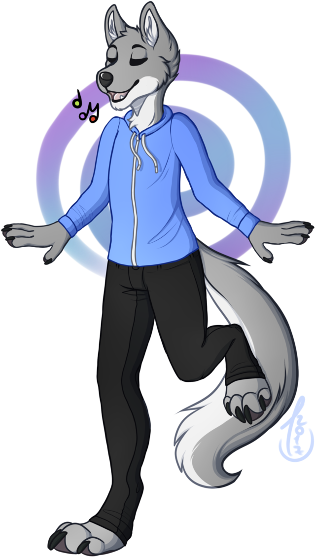 Singing Wolf - Cartoon (682x1170)