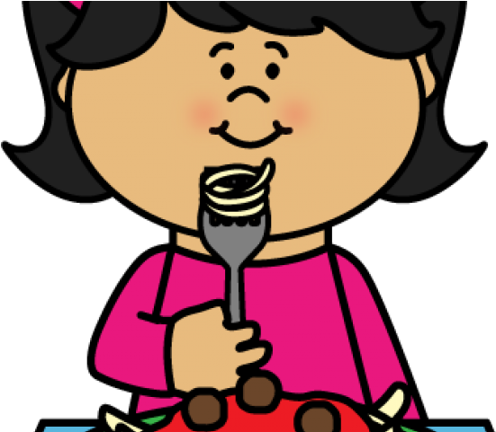 Spaghetti Clipart Cute - Kid Eating Clipart Black And White (640x480)