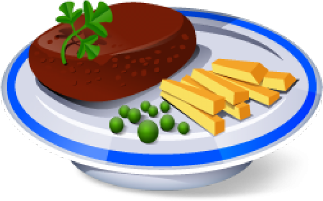 Steak Clipart Home Cooked Meal - Plate Of Food Icon (640x480)