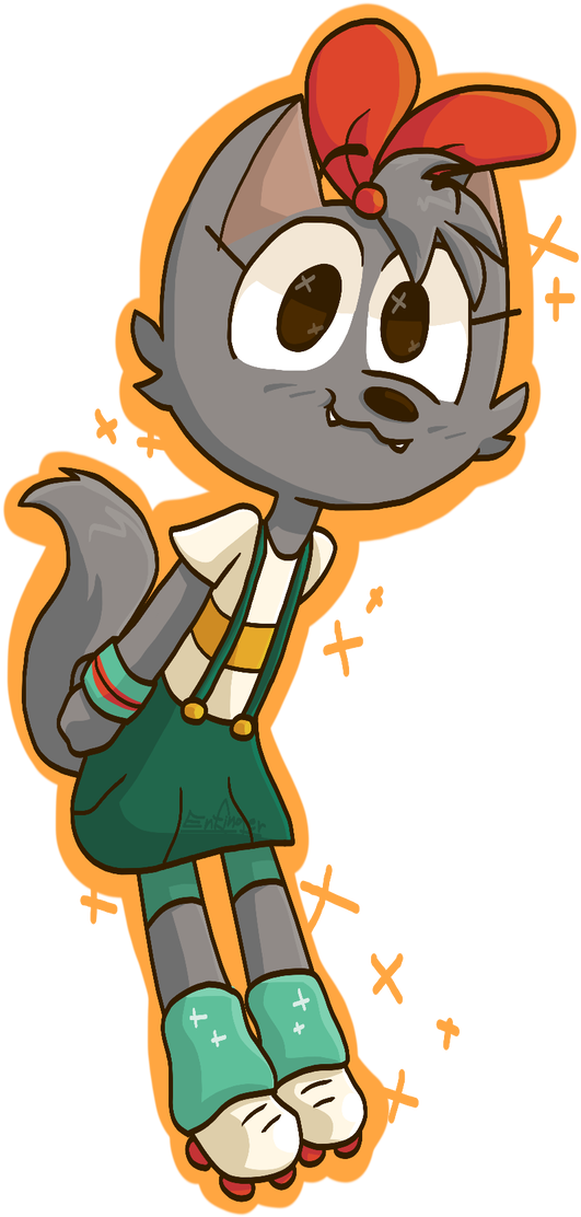 Roller Skating Wolf Girl By Fuchsia Neko - Cartoon (668x1195)