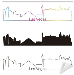 Las Vegas Skyline Linear Style With Rainbow Wall Mural - Las Vegas (400x400)