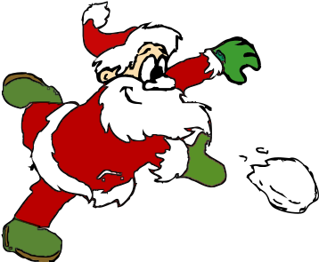 Picture Free Library Santa Throwing Color Holiday Christmas - Santa Throwing A Snowball (382x324)