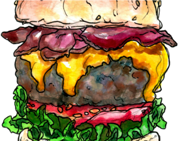 Burger Clipart Bacon Burger - Bacon Burger Drawing (640x480)