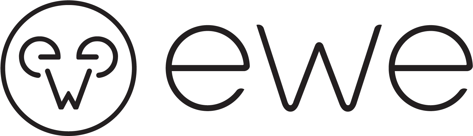 Ewe Logo Black - Line Art (1746x600)