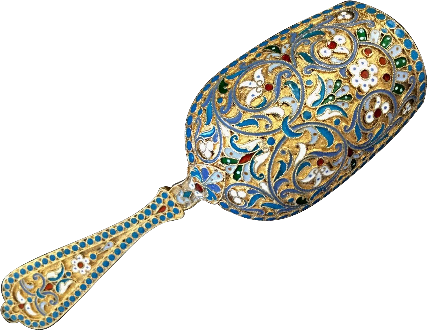 Antique Russian 84 Silver & Enamel Sugar Spoon - Antique Russian 84 Silver & Enamel Sugar Spoon (1482x1482)