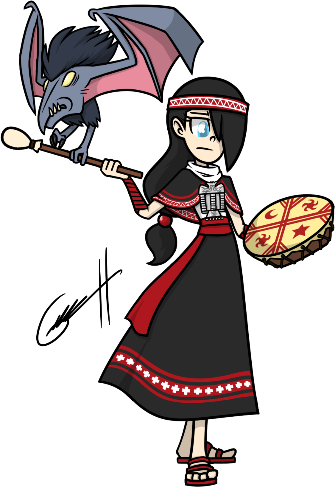 A Kalku Or Calcu, In Mapuche Mythology, Is A Sorcerer - Cartoon (1280x1856)