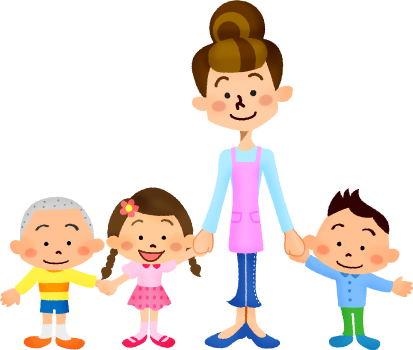 Childcare Worker And Children - Cartoon (413x350)