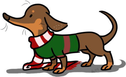 Dachshund Drawing - - Dog Catches Something (500x375)