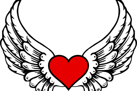 Download Wallpaper Angel - Hearts Wings (450x300)