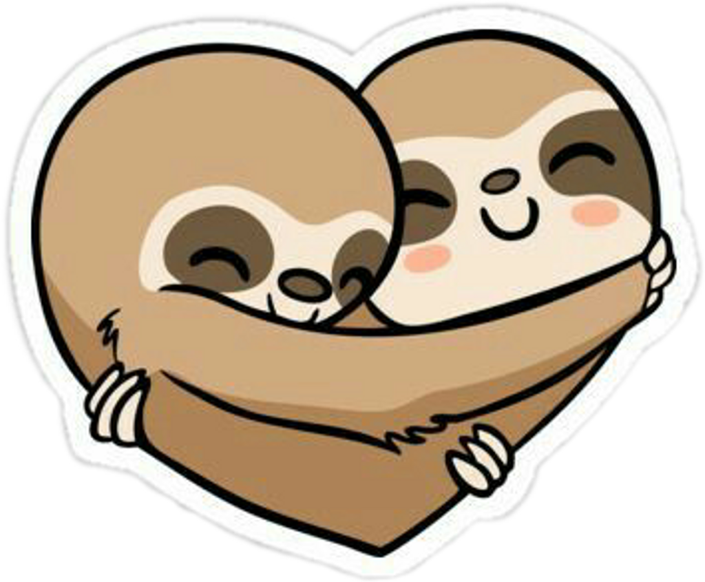 #freetoedit #hug #love #sloth #animal #procrastination - Sloth Heart (1024x845)
