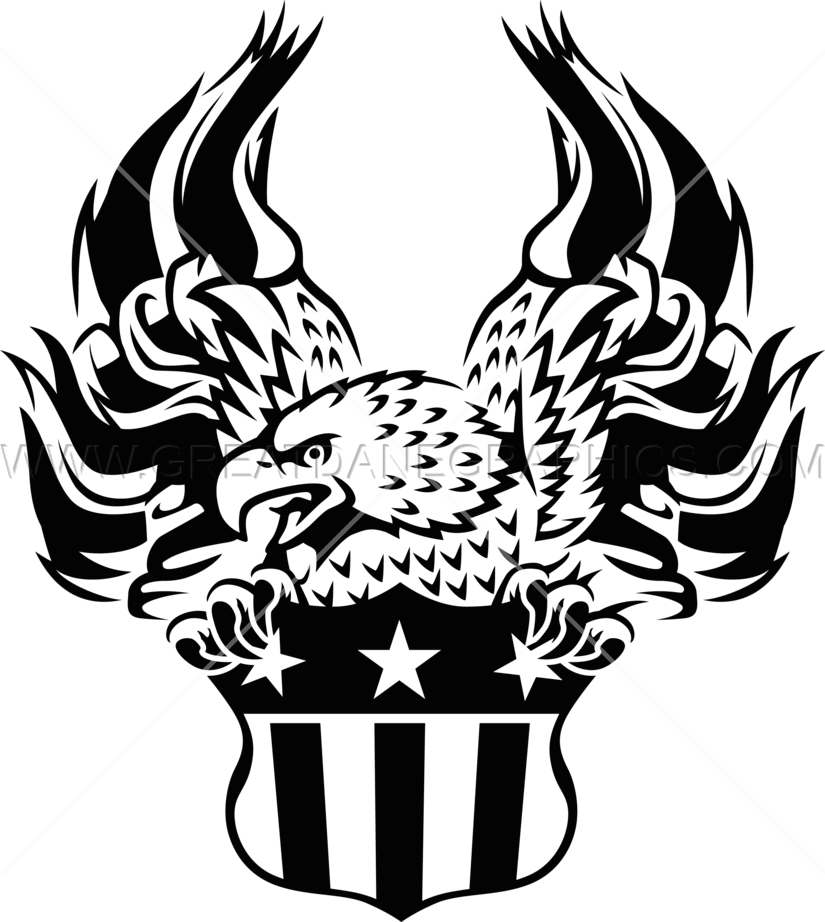 Download Error - Black And White Eagle With Flag Clip Art (825x922)
