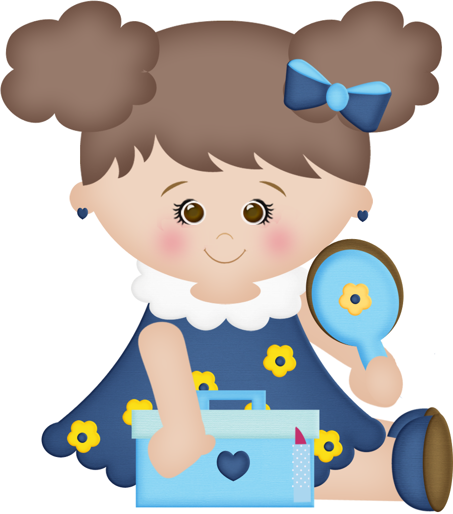 Girl With Makeup Bag - Clip Art (899x1019)