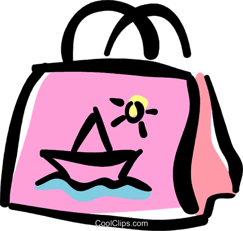 Beach Bag Royalty Free Vector Clip Art Illustration - Beach Bag Royalty Free Vector Clip Art Illustration (480x456)