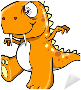 Crazy Insane Orange Dinosaur T-rex Vector Illustration - Baby Girl T Rex (400x400)