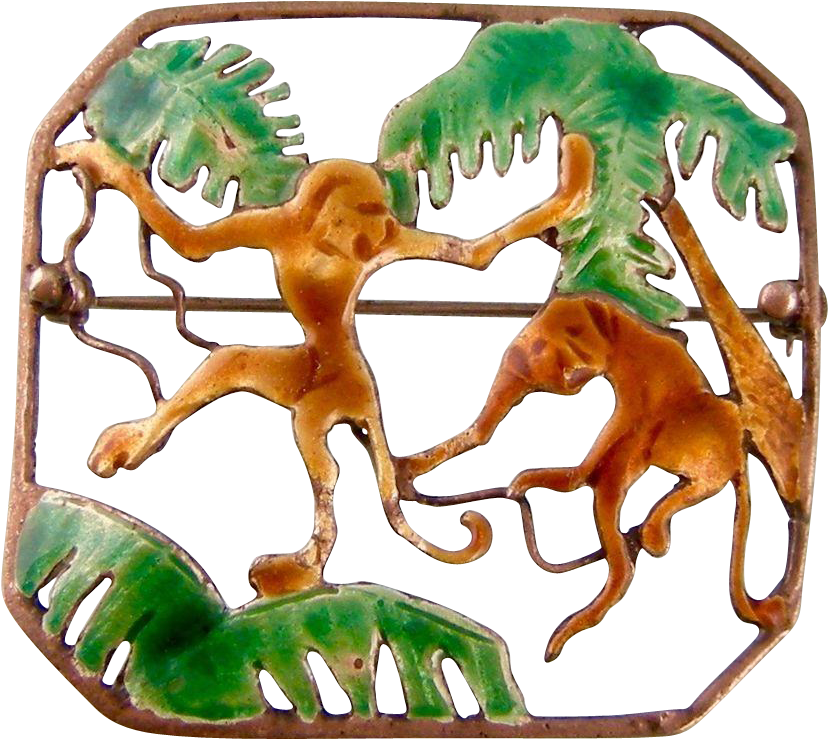 Vintage Enamel And Sterling Silver Animal Brooch By - Wood (827x827)