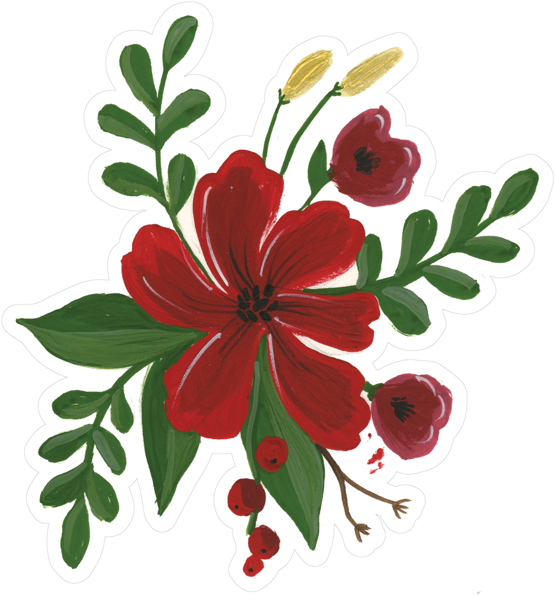 Christmas Flower Bunch Print & Cut File - Chocolote Cosmos (1127x1280)