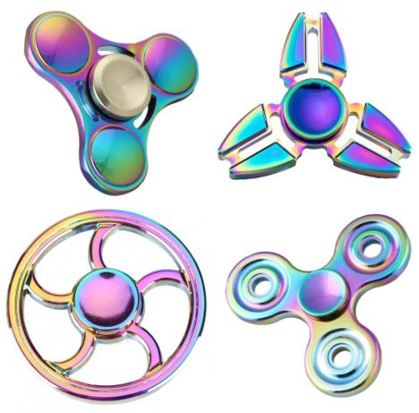 Rainbow Fidget Spinner Png Transparent - Round Fidget Spinner Rainbow (468x461)