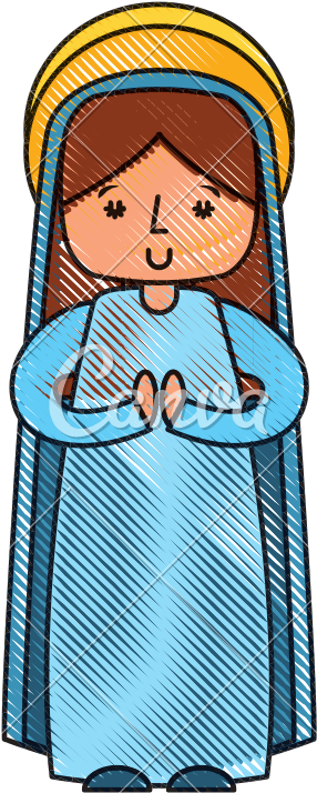 Holy Mary Virgin Manger Character Vector Illustration - Cartoon (800x800)