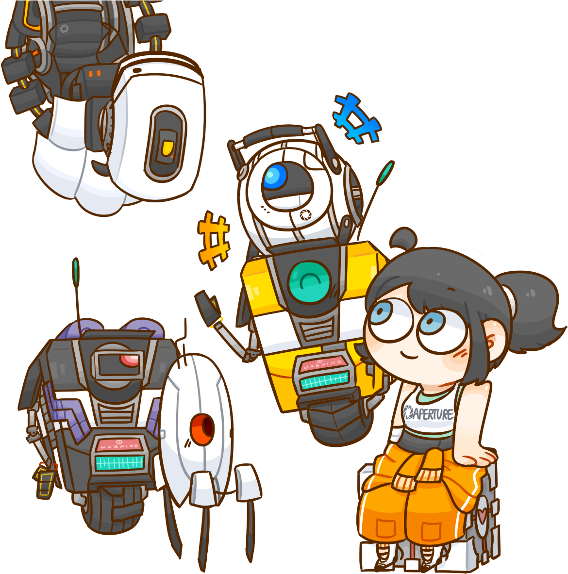My Favorite Portal/borderlands Series Characters - Claptrap And Glados (1200x1200)