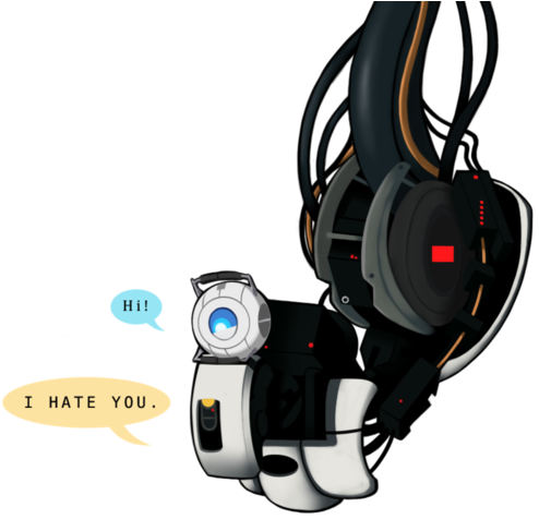 Portal Art Wheatley - Portal 2 Wheatley X Glados (500x478)