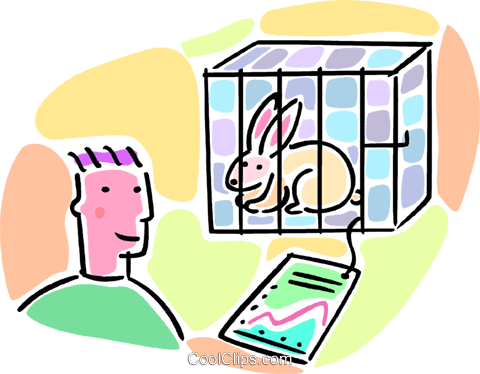 Man Looking At A Rabbit In A Cage Royalty Free Vector - Man Looking At A Rabbit In A Cage Royalty Free Vector (480x374)