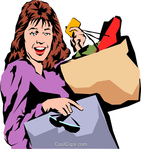 Woman Shopping Royalty Free Vector Clip Art Illustration - Quality (455x480)